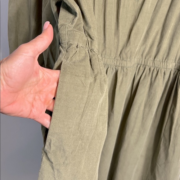 Madewell Olive Corduroy Dress with Square Neckline NEW With Tags! Size XL - Picture 9 of 11